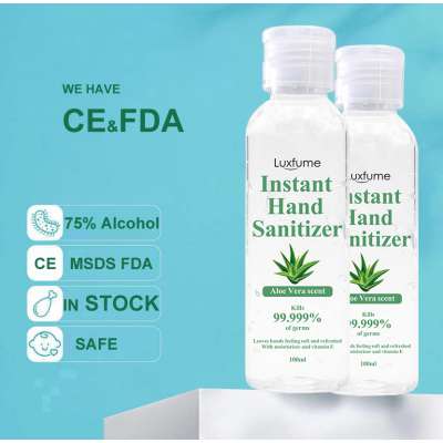 CE FDA In Stock Aloe Vera Waterless Instant Hand Sanitizer 75% Alcohol Hand Sanitizer Gel