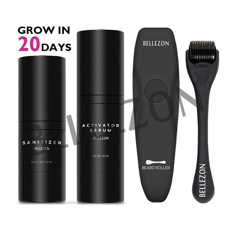 Bellezon Professional Grow Beard In 20 Days Beard Roller And Beard Growth Kit